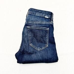 Mother High Waisted Looker Ankle Fray Close To The Edge Dark Denim Jeans Size 26